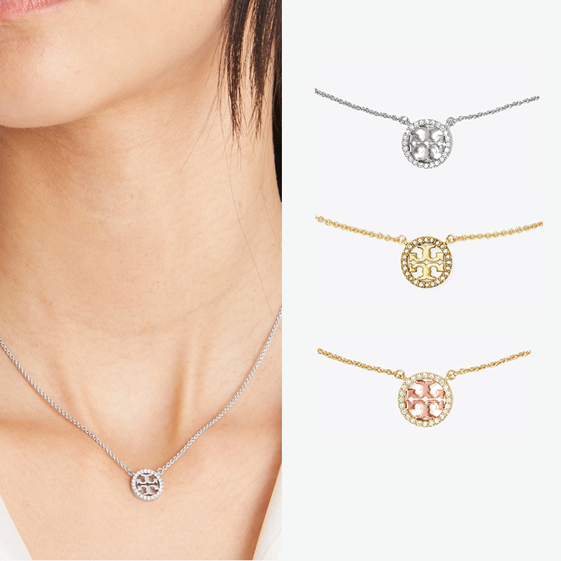 European and American Fashion Miller Pave Pendant Necklace Plated with 18K Gold Double t Logo Accessible Luxury Jewelry Export Wholesale