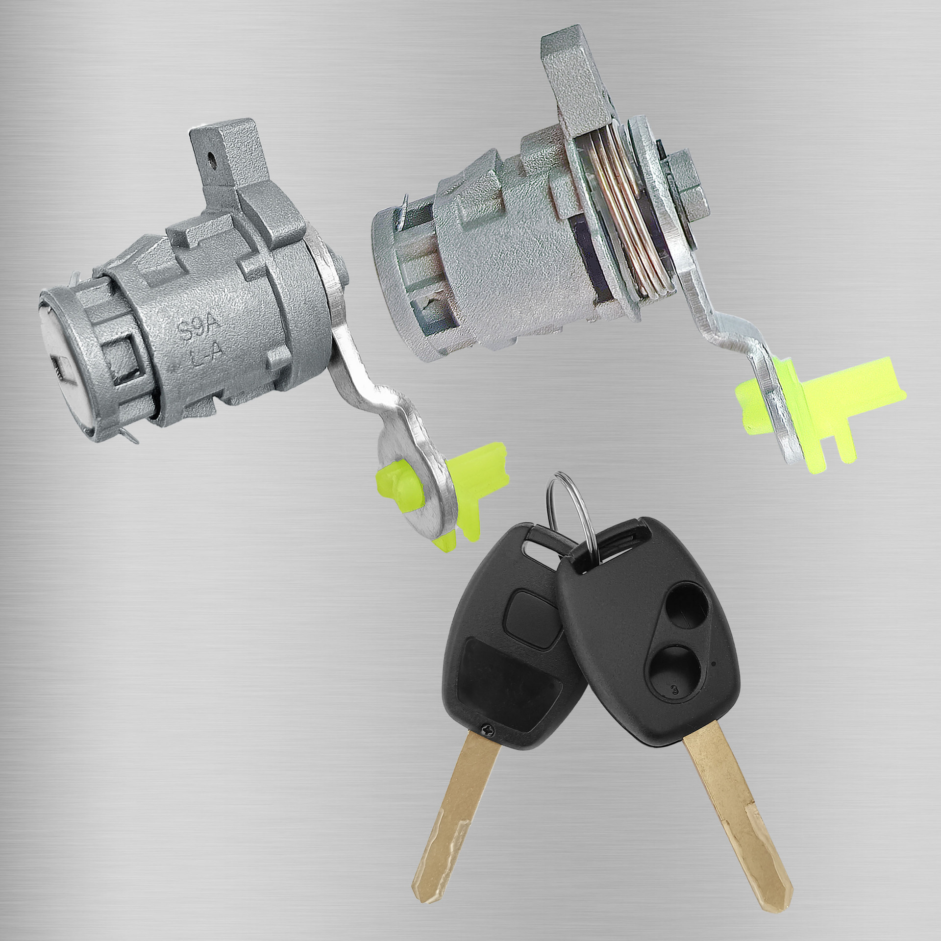 Aplicable a Honda CRV cilindro de cerradura CRV Civic cilindro de cerradura de puerta izquierda y derecha placa recta 2 llaves 2 llaves accesorios de automóviles