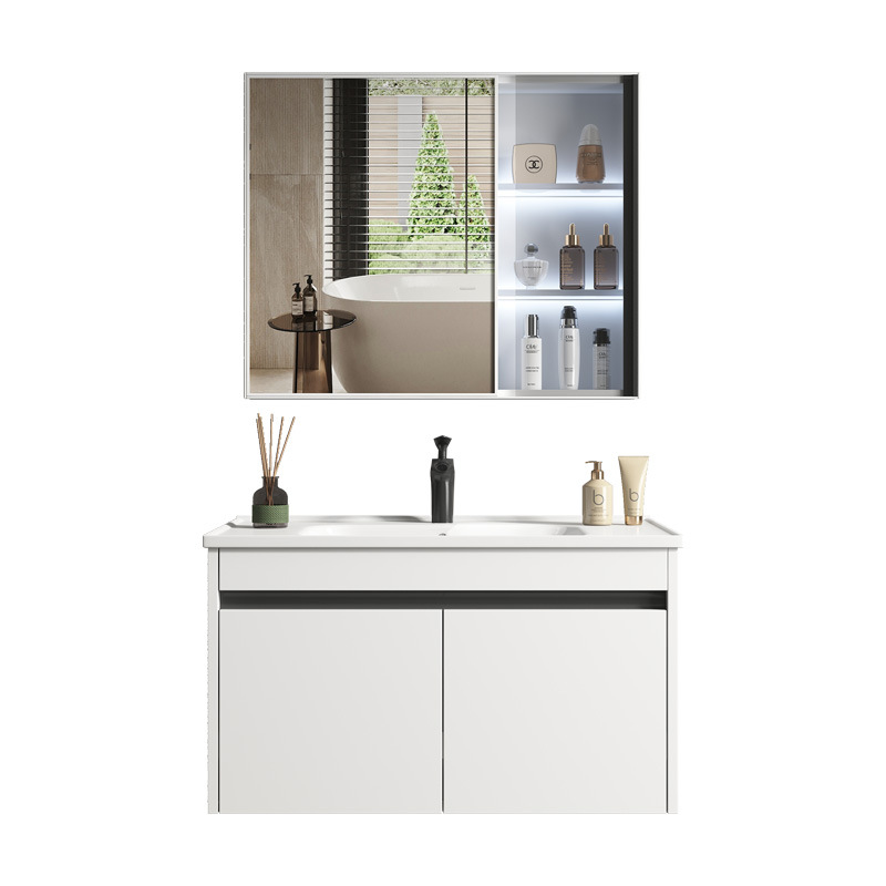 Panal gabinete de baño de aluminio de cerámica cuenca integrada espacio de baño de aluminio lavabo gabinete lavabo combinación