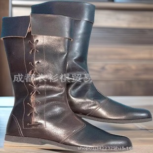 Cross-Border Foreign Trade New European and American Retro Viking Amazon Medieval Renaissance Pirate Men's Short Boots Leather Boots