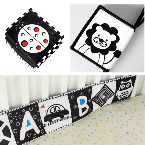 New product launch black and white series bedside cloth book baby early education bedside cloth book baby can not tear but can chew cloth book