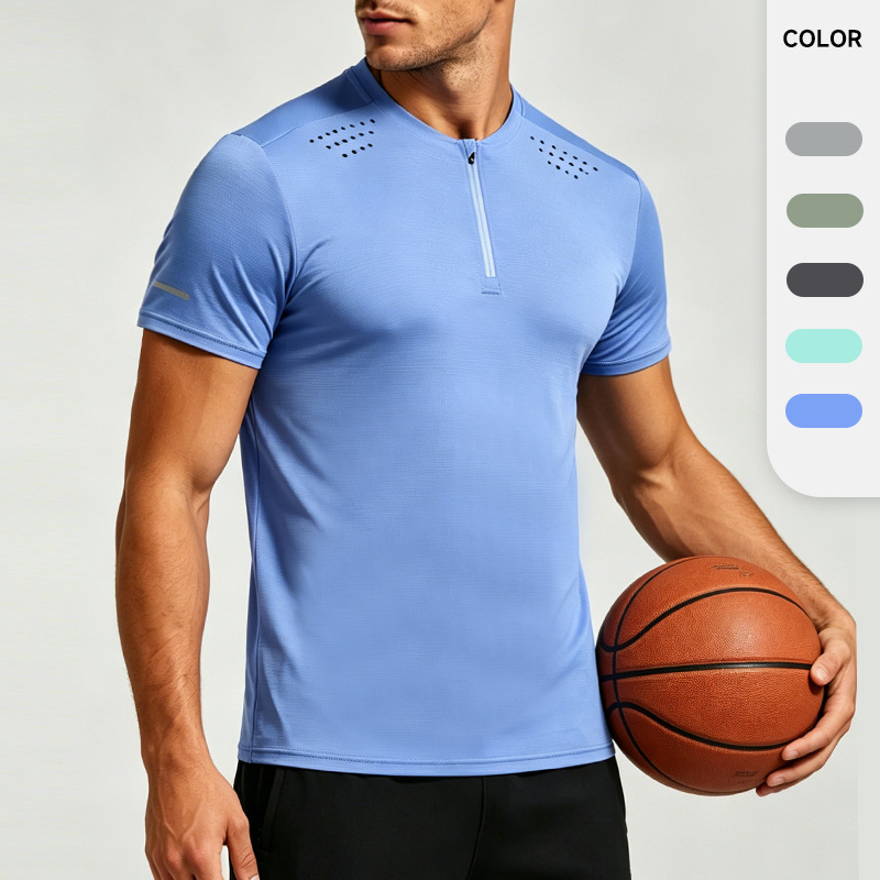 Sports Thin Fitness Ice Silk Quick-drying Clothes Men's Summer Marathon Running Breathable Perspiration Crewneck T-shirt