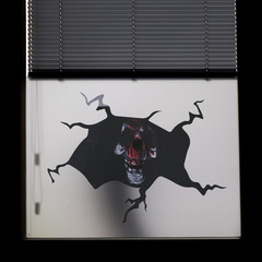 新款骷髏頭萬聖節布置破牆臥室玄關浴室家居裝飾牆貼自粘批發跨境