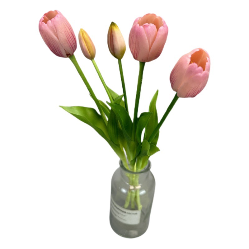 Flor de tulipán artificial sensación hidratante ramo de tulipán atado a mano vestido de Casa flor artificial tiro flor falsa al por mayor