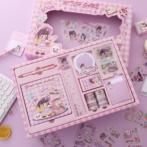 Cute Cartoon Sticker Handbook Set Children's Student Gift Prize Girl Heart Handbook Gift Box Set