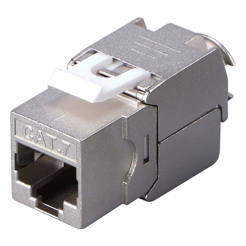 万兆CAT7超五类超六类网络模块 锌合金六类七类屏蔽180度免打模块