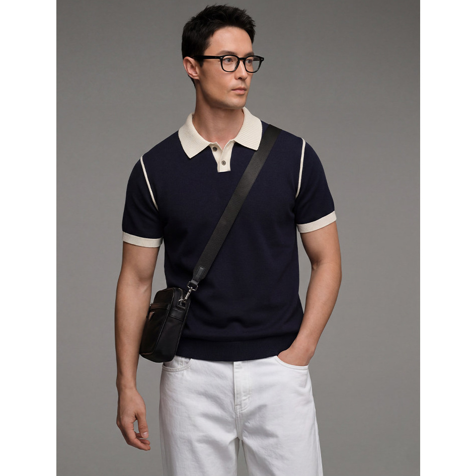 Polo camiseta de punto camiseta de manga corta camiseta de hombre paul línea tridimensional viejo qianfeng verano fábrica transfronteriza al por mayor