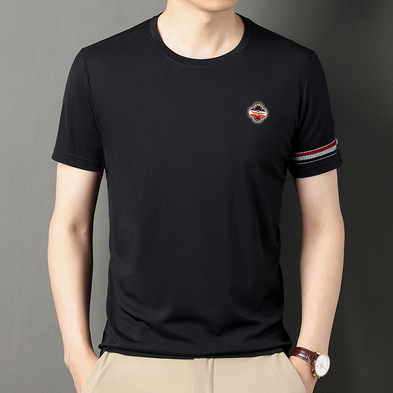 Fashionable silk summer breathable thin T-shirt with a round collar…