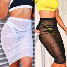 透明短裙性感包臀女透视薄款全透半身走光免脱诱惑松紧腰2021新款