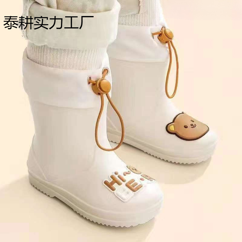 Children's Rain Boots for Boys and Girls, Baby Rain Boots, Non-Slip, Waterproof, Toddler Cartoon, Velvet-Closing Student Water Shoes