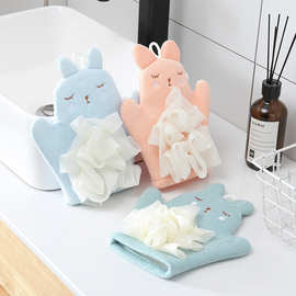 可爱兔子搓澡巾搓泥去污神器浴球浴花搓澡手套双面两用洗澡巾亲肤