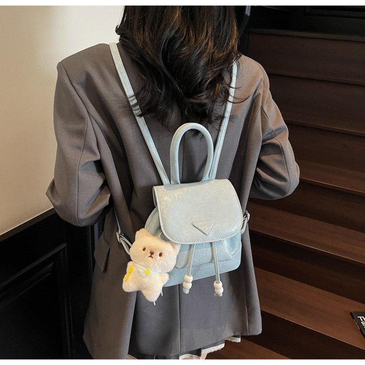 Stylish and sweet casual mini shopping and travel backpack 2025 New style, trendy and versatile solid color hand-held backpack undefined