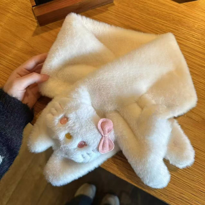 キーキーはカップルのかわいいkitty猫マフラー少女心ins百合学生が防寒の新型マフラーに乗っている|undefined