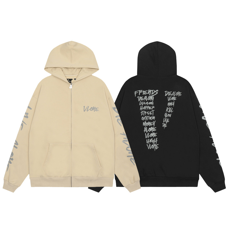 2024 autumn and winter new V @ LONE signature large V-shaped female cardigan hooded sweater coat a wholesale generation