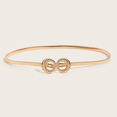 金银色松紧弹力对扣时尚休闲百搭气质金属腰链女士单圈两圆圈链条|ru