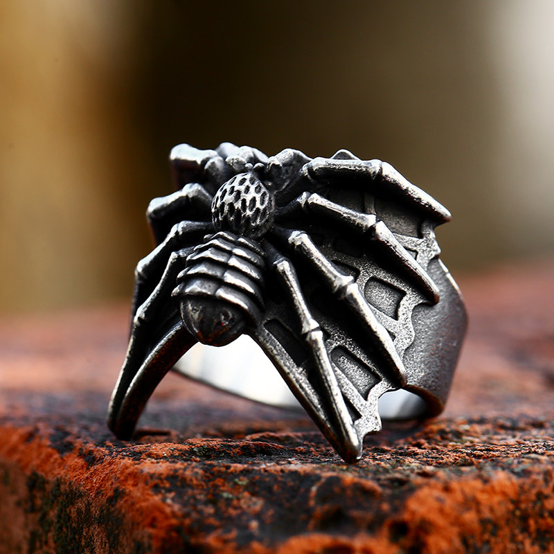 Iron Warrior Moth Animal Snake Titanium Steel Ring Vintage