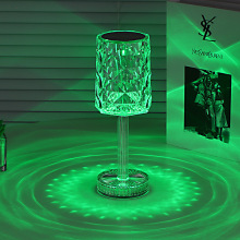 跨境爆款拍拍灯卧室水晶玫瑰台灯床头氛围led充电小夜灯高级感灯