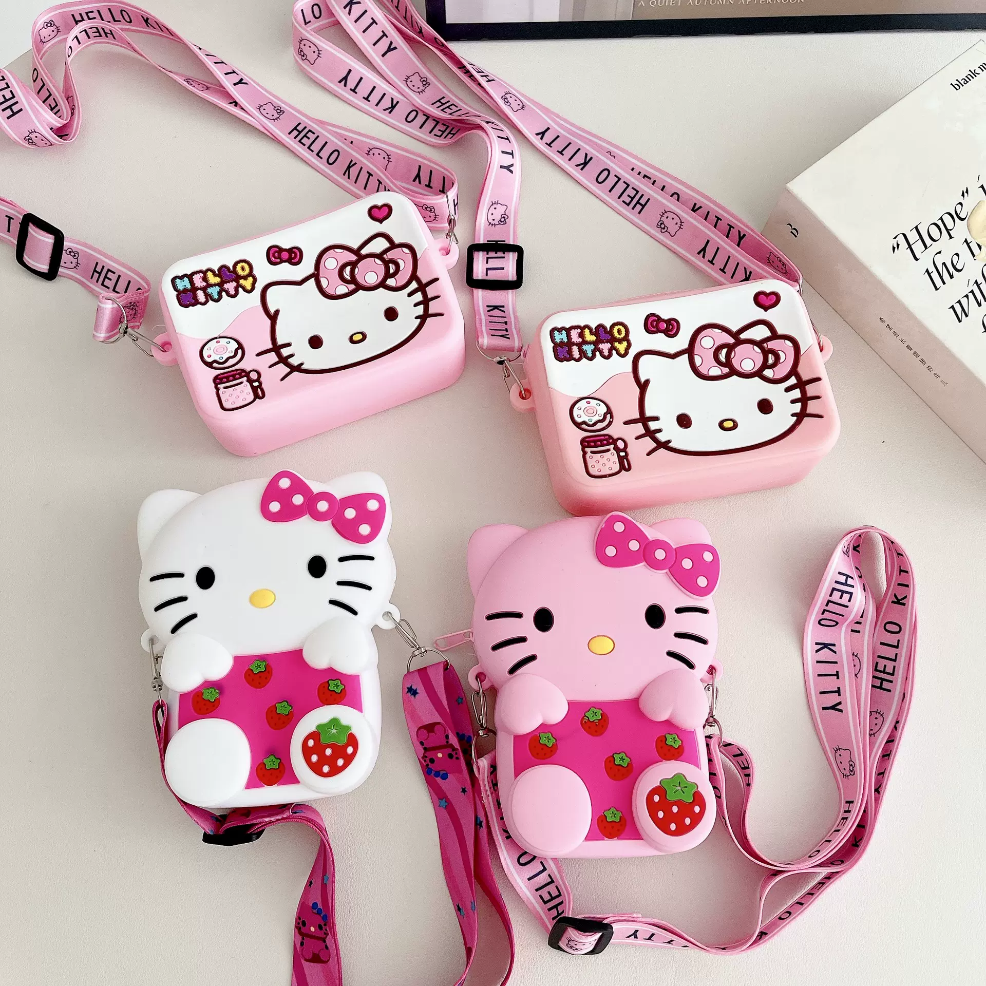 儿童斜挎包卡通猫咪硅胶零钱包女孩可爱手提包童趣防水迷你小钱包