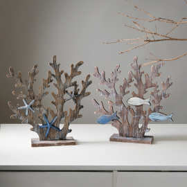 地中海风格家居装饰品 海洋复古木质珊瑚树桌面摆件 装饰新房摆设