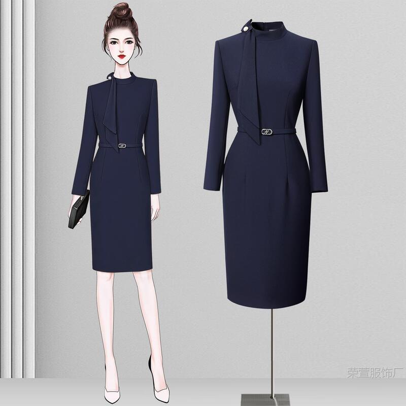 Professional Dress for Women in Autumn, High-End Front Desk Reception, Elegant Workwear, Beauty Salon Case Customer Service Workwear