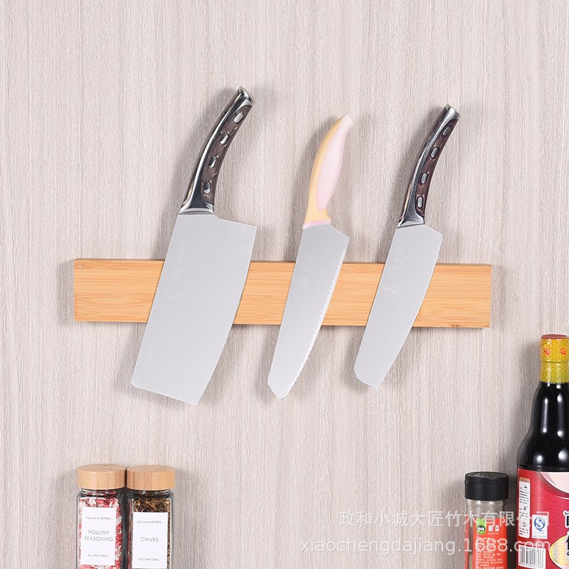 Imán cuchillo titular magnético cuchillo de cocina titular de hierro-absorción de piedra montado en la pared de bambú de madera cocina magnético cuchillo magnético almacenamiento rack lote
