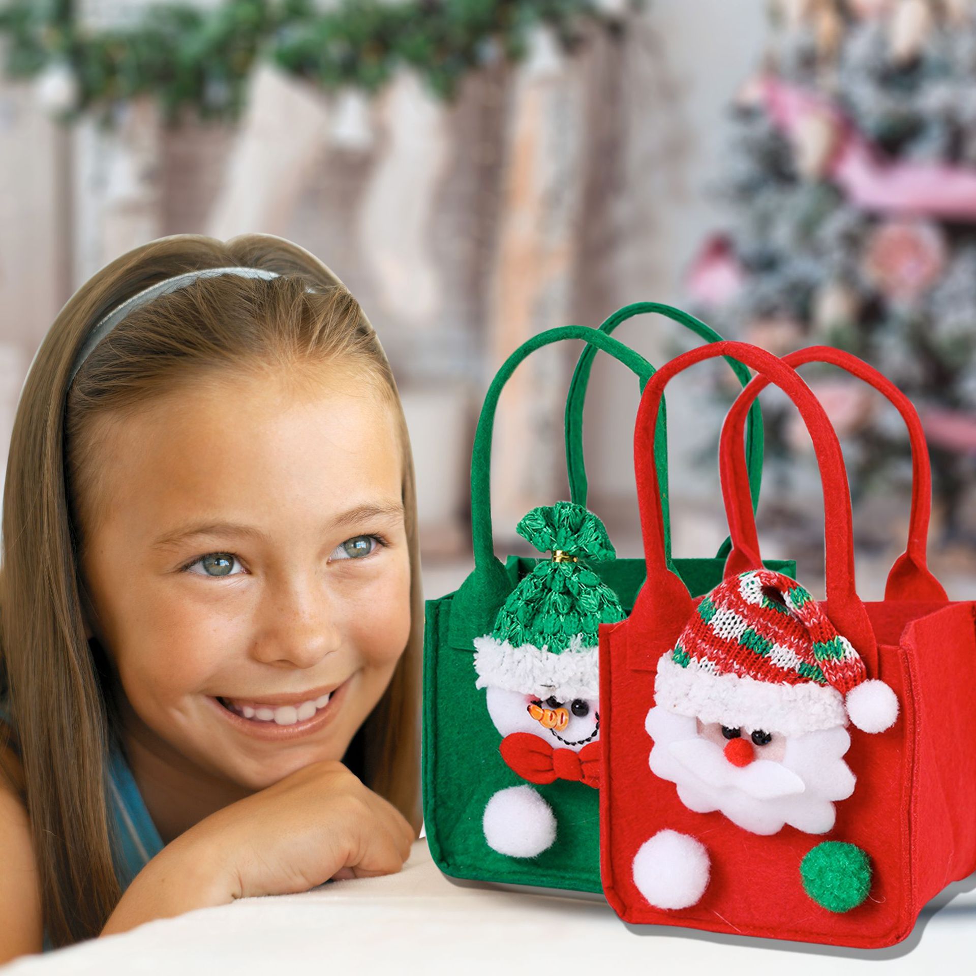 Navidad transfronteriza Nochebuena bolsas de regalo Navidad decoraciones canasta de dulces Navidad fruta dulces bolsas de regalo