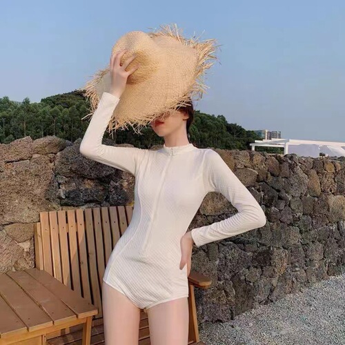 Bathing Suit for Women - Summer  New Conservative Cover-Belly Slimming Triangle One-Piece Long Sleeve Beach Surf Diving Suit Jellyfish Suit