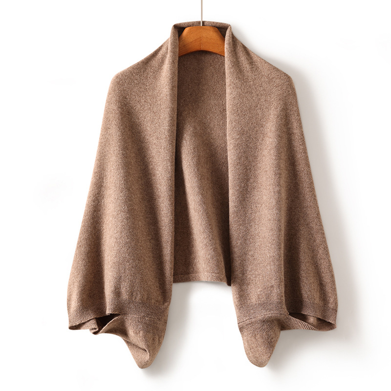 우아한 기질의 여성용 100% 순수 양모 숄, 가을과 겨울용 아우터웨어, 느슨한 조끼, 긴 소매 및 치마