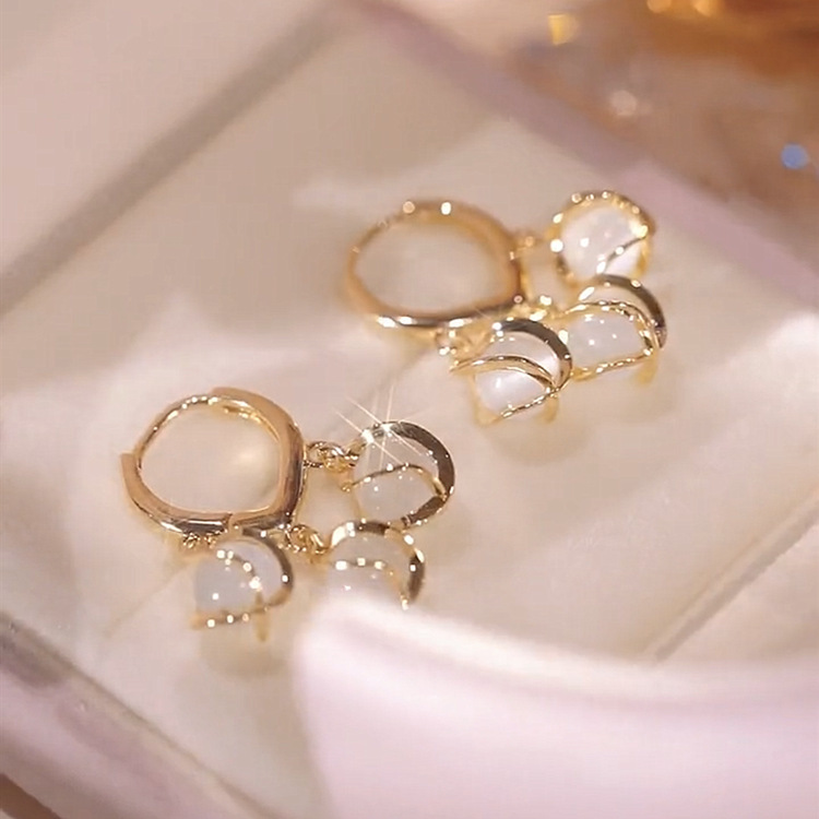 Wholesale Jewelry Elegant Modern Style Geometric Opal Opal Plating Inlay Drop Earrings display picture 4