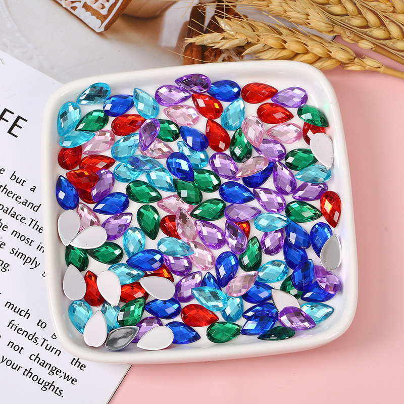 Factory color shaped crystal flat drill AB magic color water drop nail decoration drill DIY nail drill accessories material