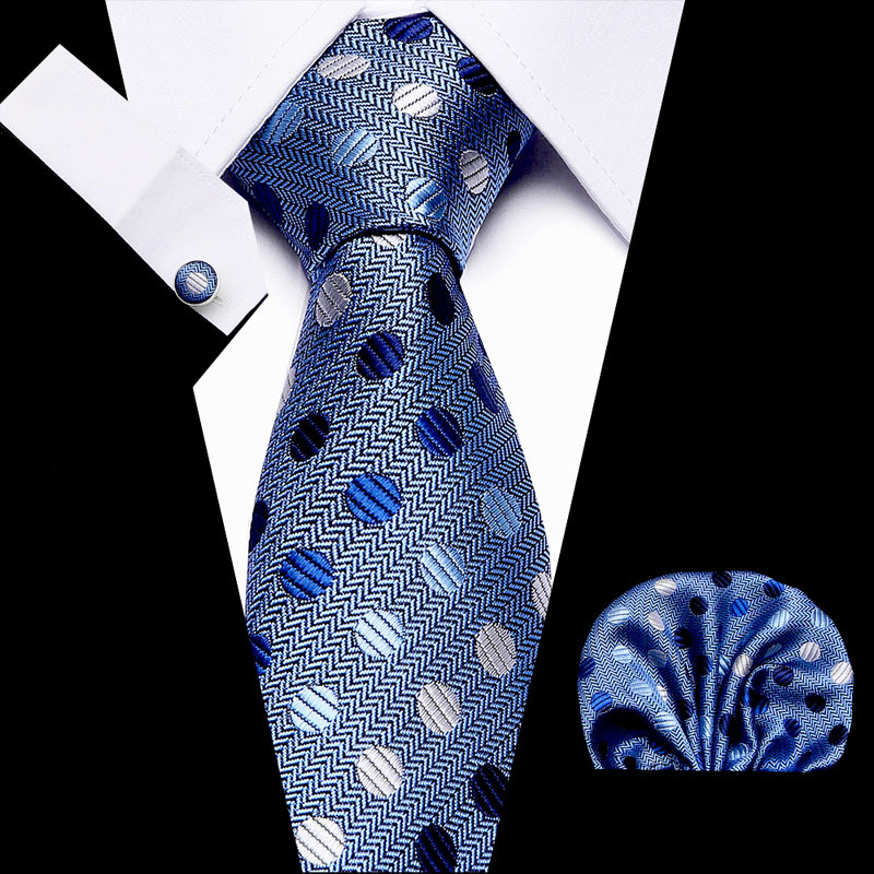 Set de corbata 3 piezas hombre azul corbata formal pañuelo_voghion.com