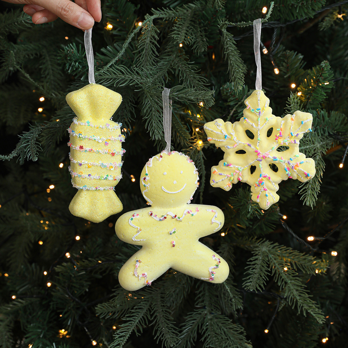 Nuevas decoraciones de Navidad caricaturas macarón espuma caramelo colgante árbol de Navidad colgante decoración de la escena props