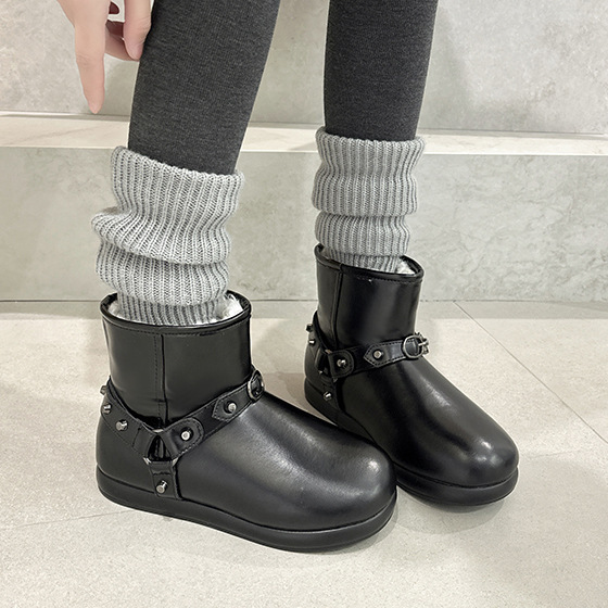 6cm Height-Increasing Spring New Snow Boots for Women, Fleece-Lined, Warm, Comfortable, Versatile, Thick-Soled Cotton Shoes, Women's Shoes Nxj3031