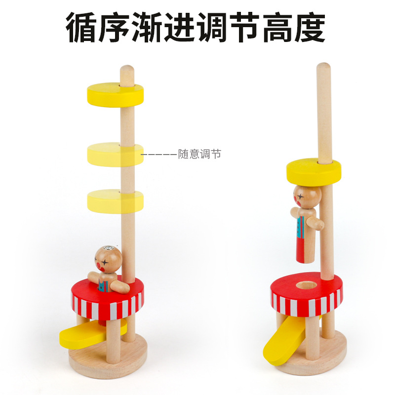 Educación temprana de madera para niños Competición de payaso magnético Saltar música Balance de escritorio Batalla de dos jugadores Juguetes educativos interactivos