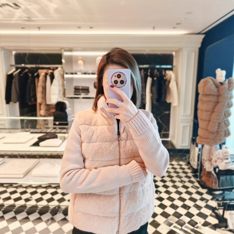 Premium Version Nanyou High-Quality Goods m Brand 25 New Model Women's Teddy Spring Thin Knit Patchwork down Jacket Coat Premium Version Nanyou High-Quality Goods m Brand 25 New Model Women's Teddy Spring Thin Knit Patchwork down Jacket Coat
