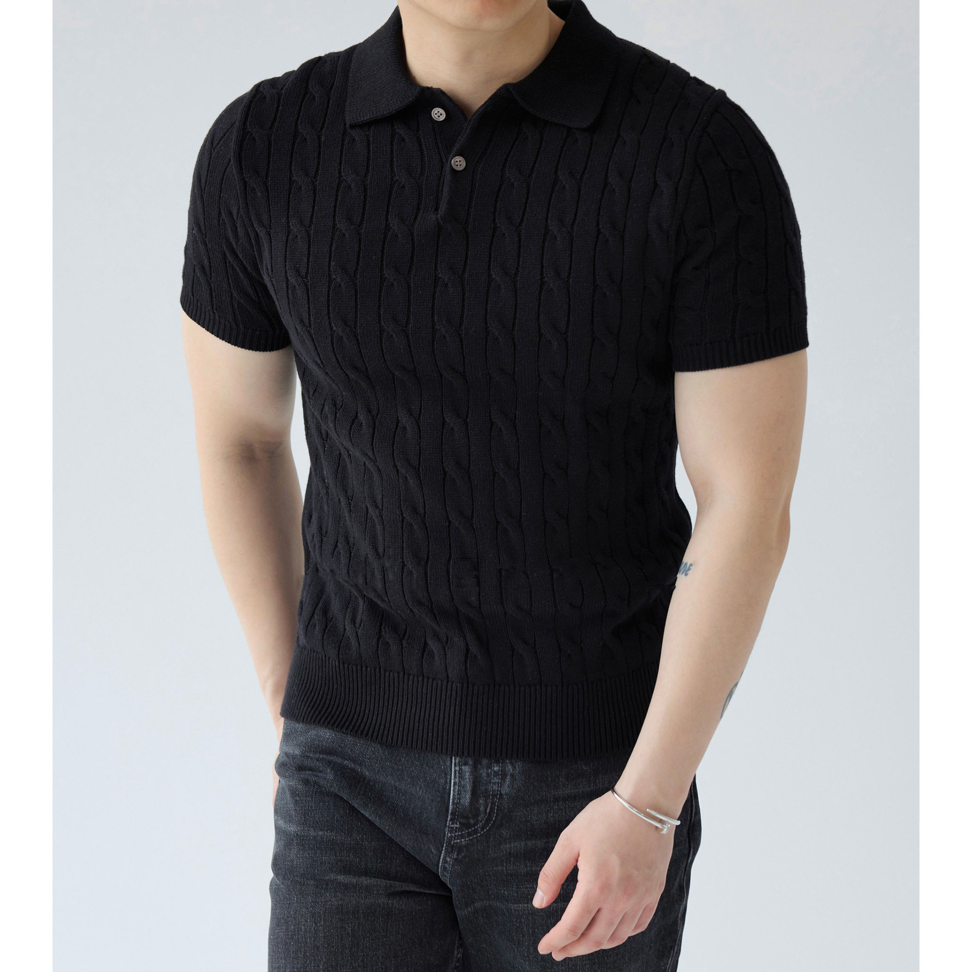 Polo camiseta de punto camiseta de manga corta hombre solapa torsión torcida vieja camiseta de hielo de verano fábrica transfronteriza al por mayor