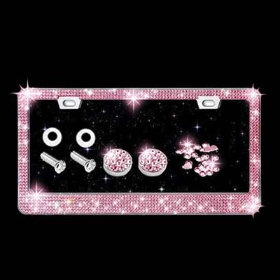 with Rhinestones, Acrylic License Plate | License plate holder/license plate holder - pink-diamond-1-piece