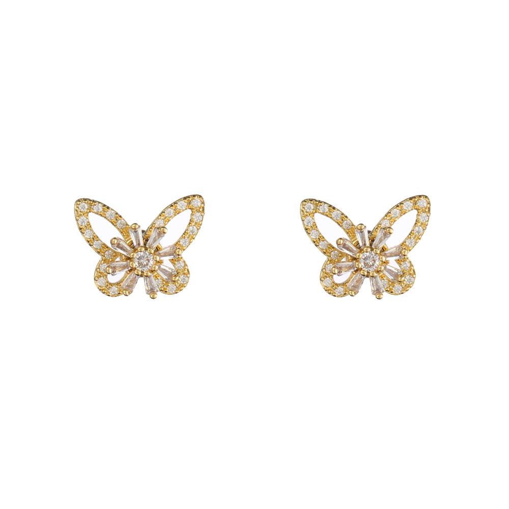 Diamond Design Wholesale Jewelry Sweet Flower Titanium Steel Copper Diamond Jewelry Set