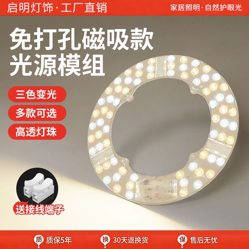 Ceiling light LED lamp core replacement module, fan light, living room and bedroom, round light source, home use, magnetic attachment