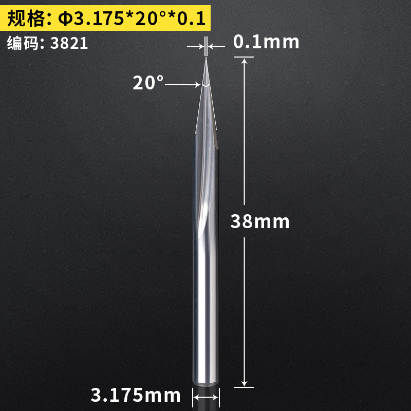 Huhao 3.175/4/6mm doble hoja recta ranura afilado Cuchillo CNC cónico cuchillo grabado máquina herramienta cuchillo de alivio profundo