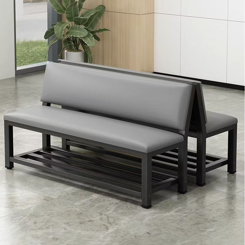 Waiting area long bench with soft backrest, gym stadium shoe changing bench, sofa waiting chair, long bench