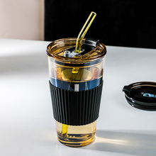 玻璃吸管杯女生耐热水杯男咖啡杯便携式新款2023豆浆果汁奶茶诉言