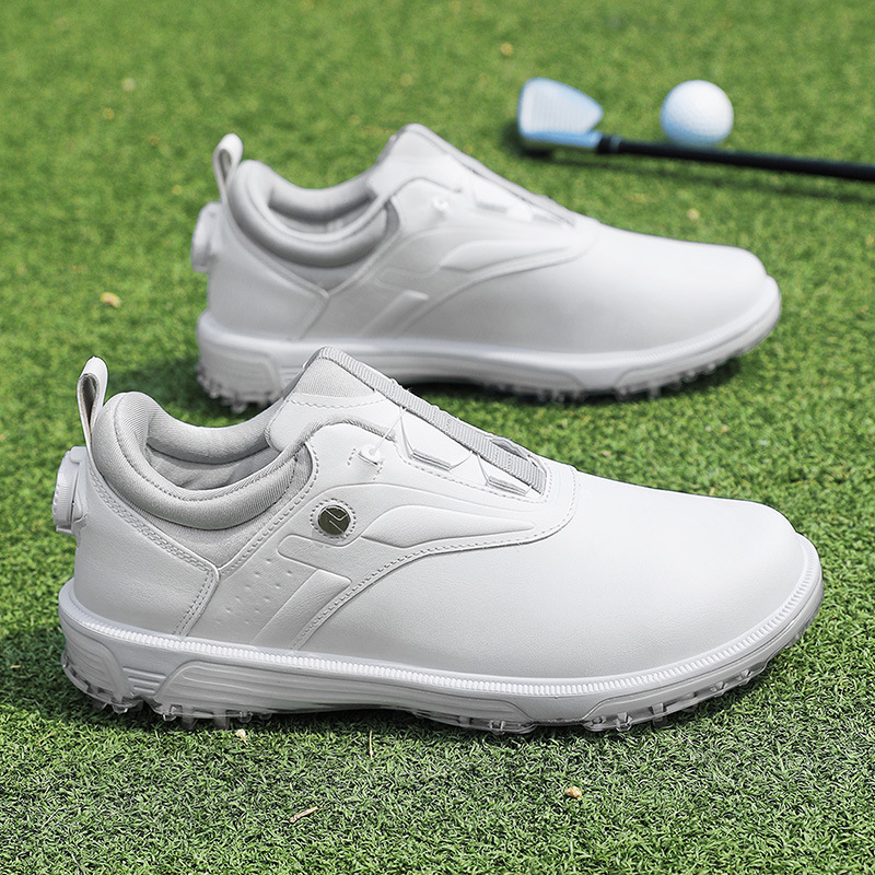 골프 신발 편안한 방수 자동 손잡이 텔레스코픽 신발 끈 미끄럼 방지 스포츠 고정 손톱 야외 운동화 스포츠