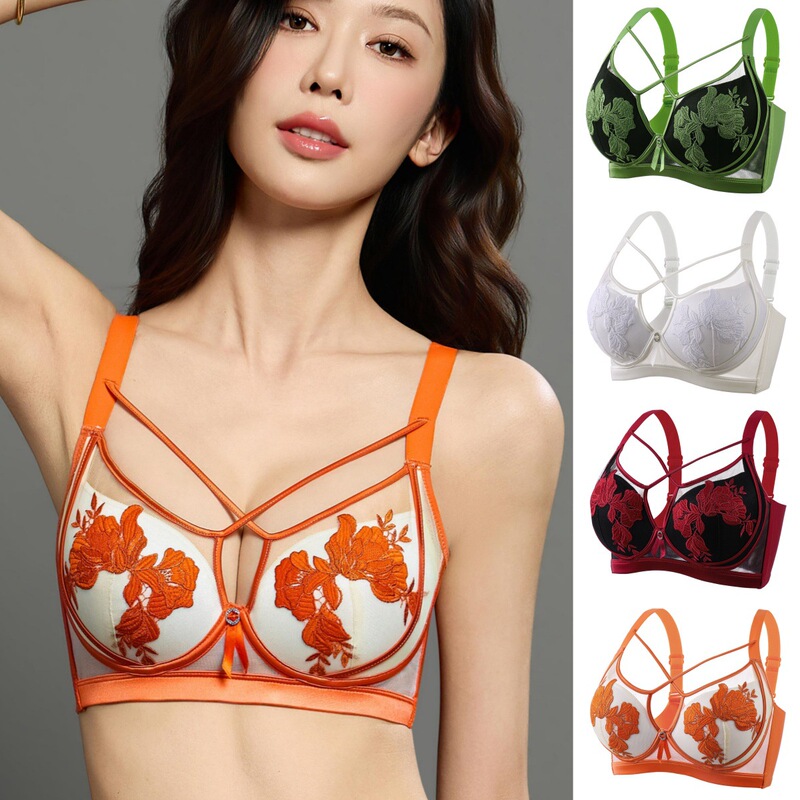 Cross-Border New Small Breast Push-Up Light and Breathable Sexy Cross Rose Bra Adjustable Women's Underwear Dropshipping