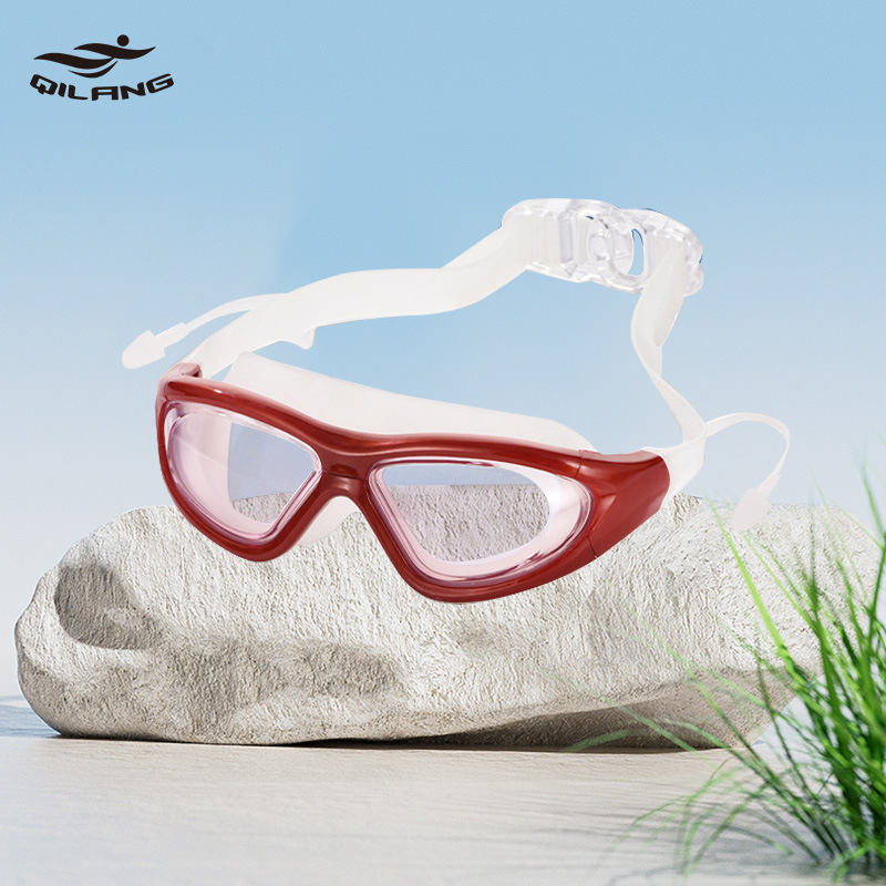Gafas de Natación de Marco Grande para Adultos Impermeable y Anti-Empañamiento con Tapones para Natación image 14