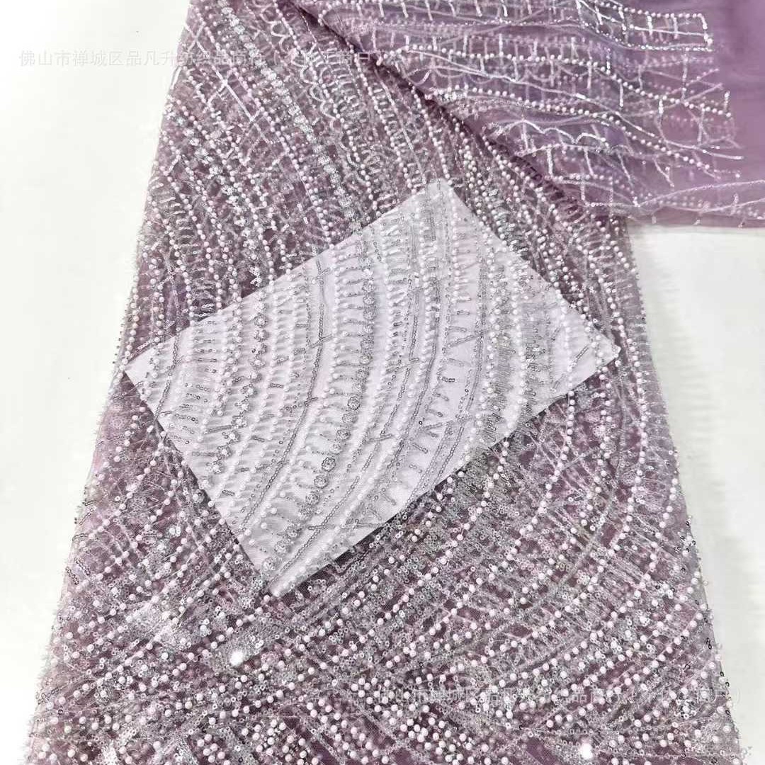 Fabrica de cuentas de burbujas sequinilla al por mayor Europa y América moda vestido de noche tela de moda tela bordada