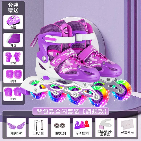 Purple backpack, set, helmet, protective gear