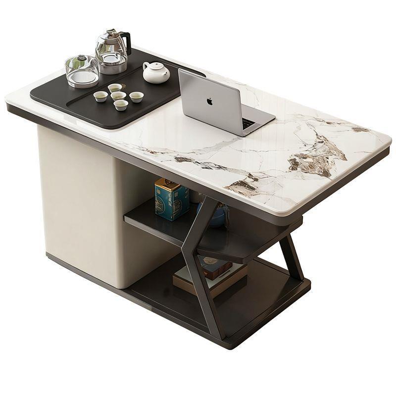 Slate balcony tea table and chair set, modern and simple, for small apartments, with integrated kettle and induction cooker