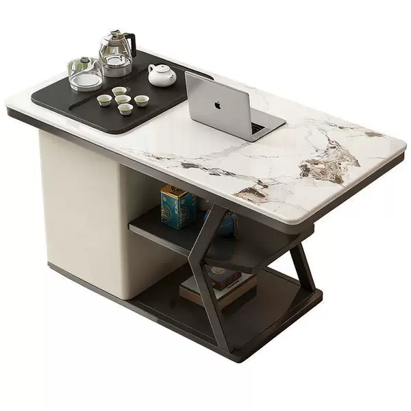 Slate balcony tea table and chair set, modern and simple, for small apartments, with integrated kettle and induction cooker
