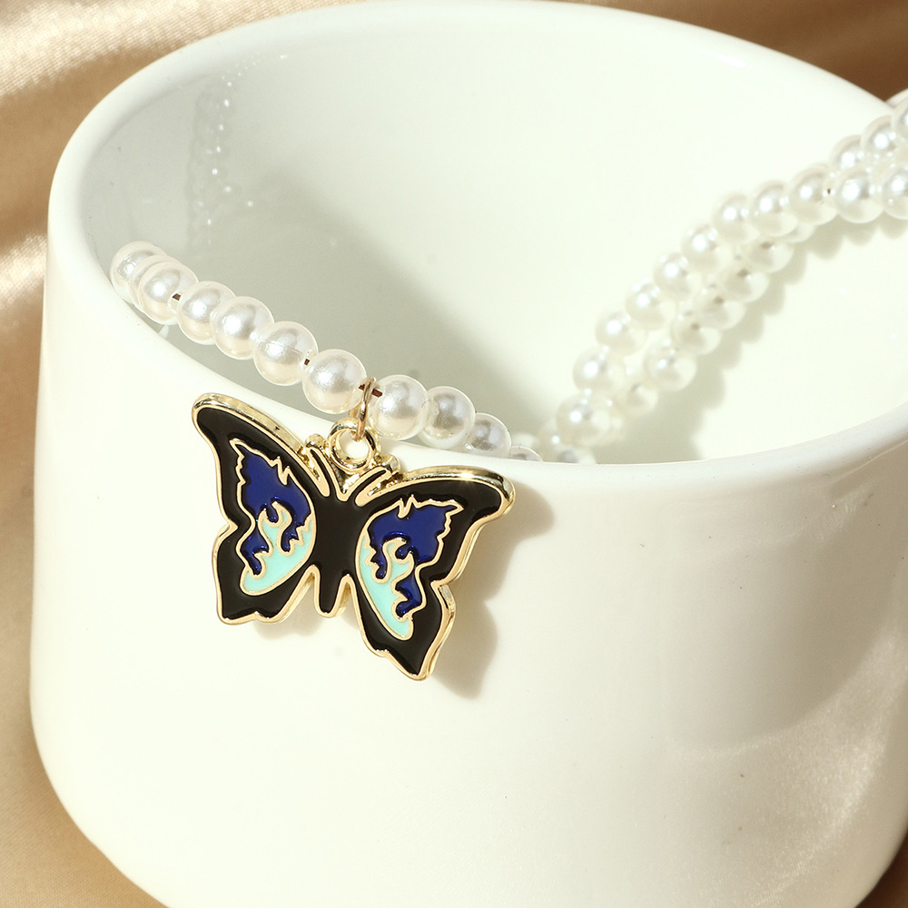 Fashion Accessories Creative Simple Dripping Butterfly Necklace Temperament Pearl Necklace display picture 6